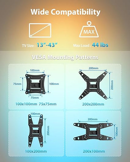📺 Adjustable TV Wall Mount Bracket for 13"-43" Screens 🖥️ | 360° Rotation & Extension 🌟 Space-Saving Design for Perfect Viewing Angles 🔧