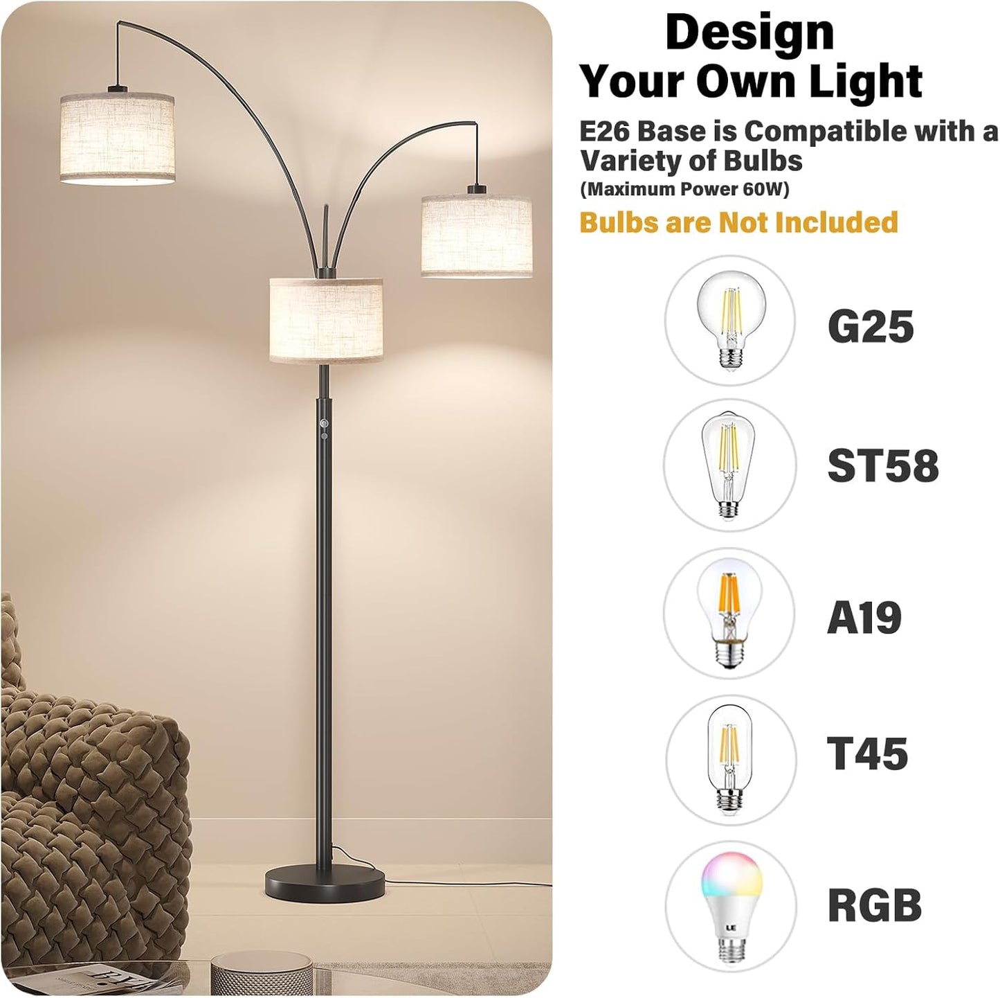 ✨ Standing & Hanging Modern Floor Lamp 🌿 | Mid-Century Style for Bedroom & Living Room 🏡 | Adjustable Height & Soft, Cozy Lighting 🌙