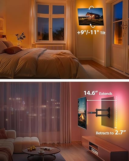 📺 Adjustable TV Wall Mount Bracket for 13"-43" Screens 🖥️ | 360° Rotation & Extension 🌟 Space-Saving Design for Perfect Viewing Angles 🔧