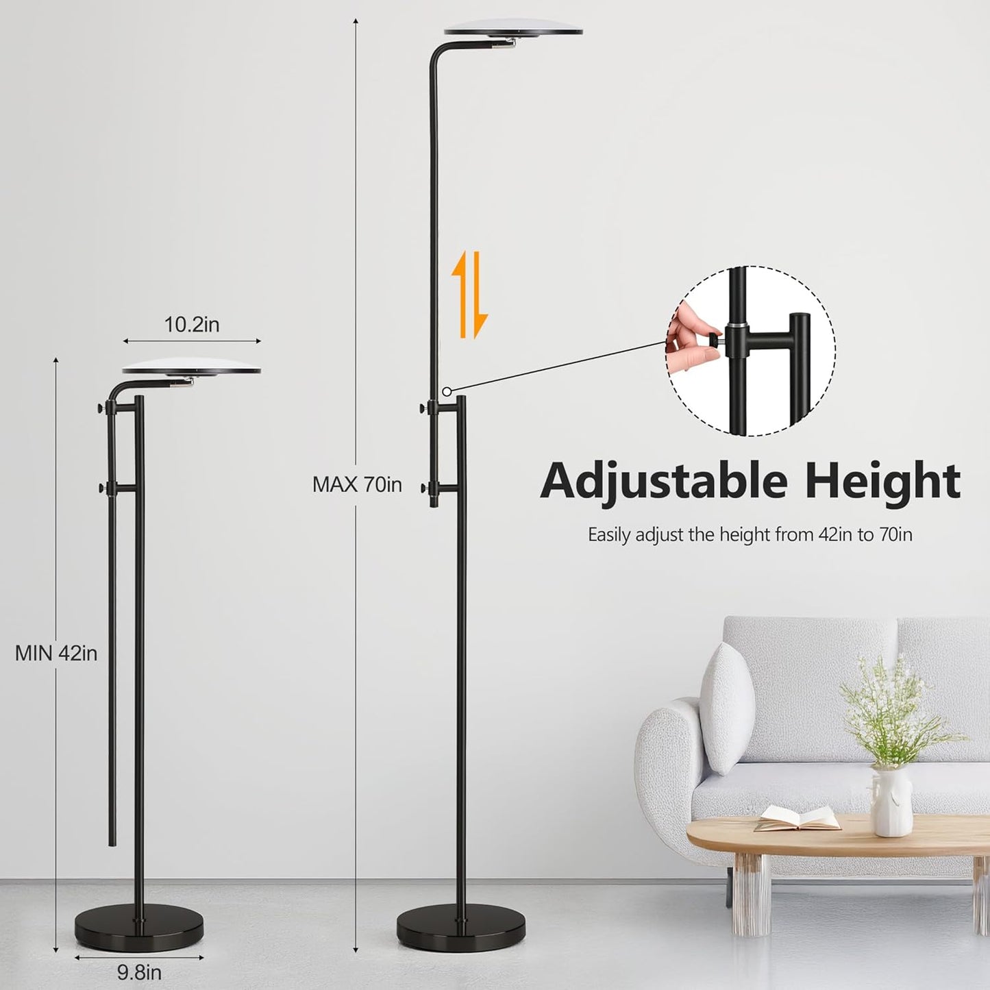 💡 Adjustable Standing Floor Lamp with 350° Rotation 🌟 | Modern Torchiere Lamp for Living Room & Office 🏡 | Dimmable & Stylish Lighting 🌙