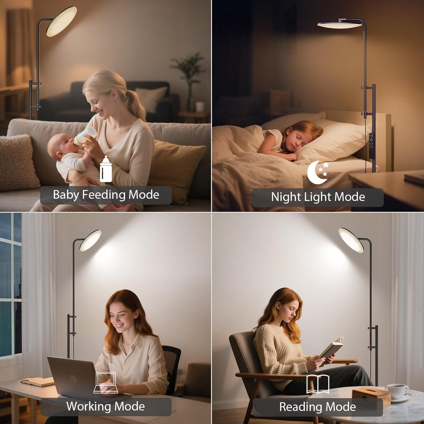 💡 Adjustable Standing Floor Lamp with 350° Rotation 🌟 | Modern Torchiere Lamp for Living Room & Office 🏡 | Dimmable & Stylish Lighting 🌙